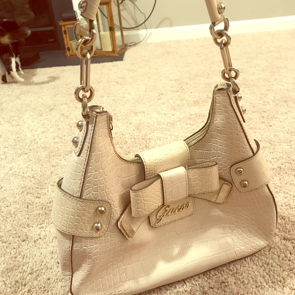 Guess Bone Faux Alligator Purse